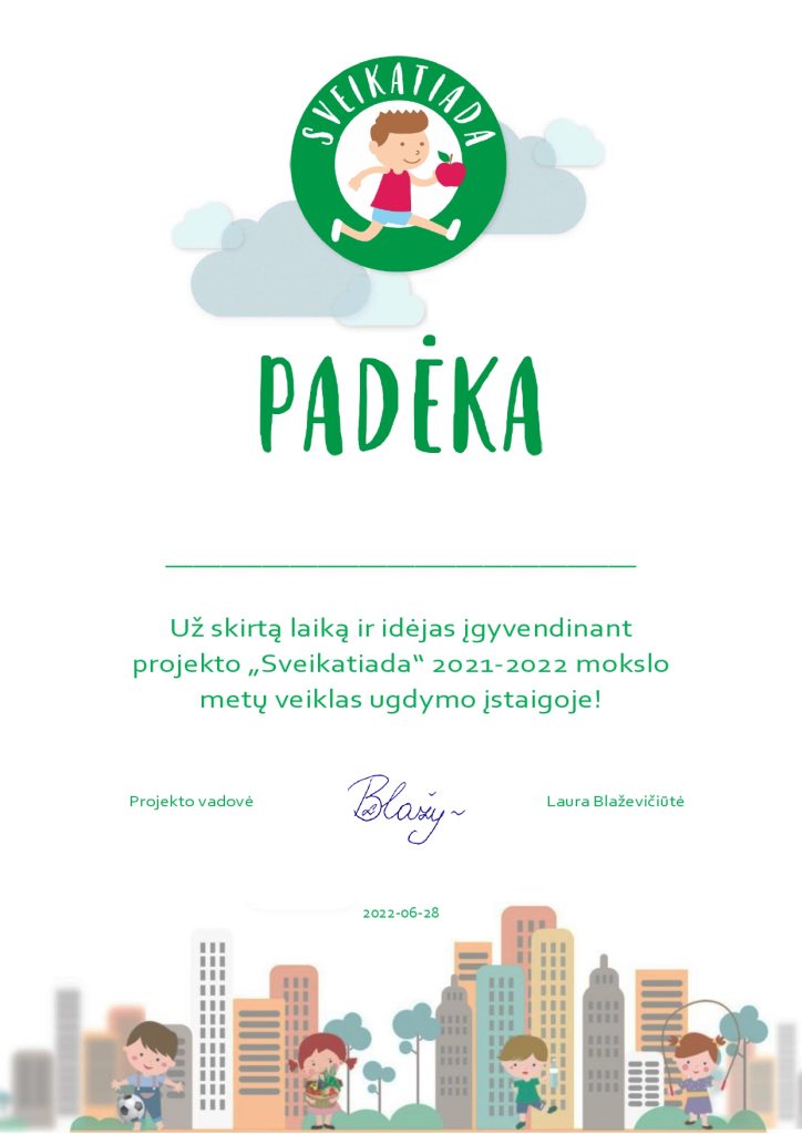 Sveikatiada padėka