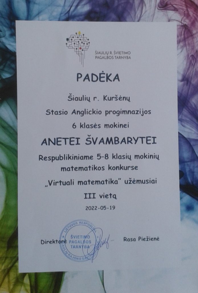 Matematikos konkurso ,,Virtuali matematika”